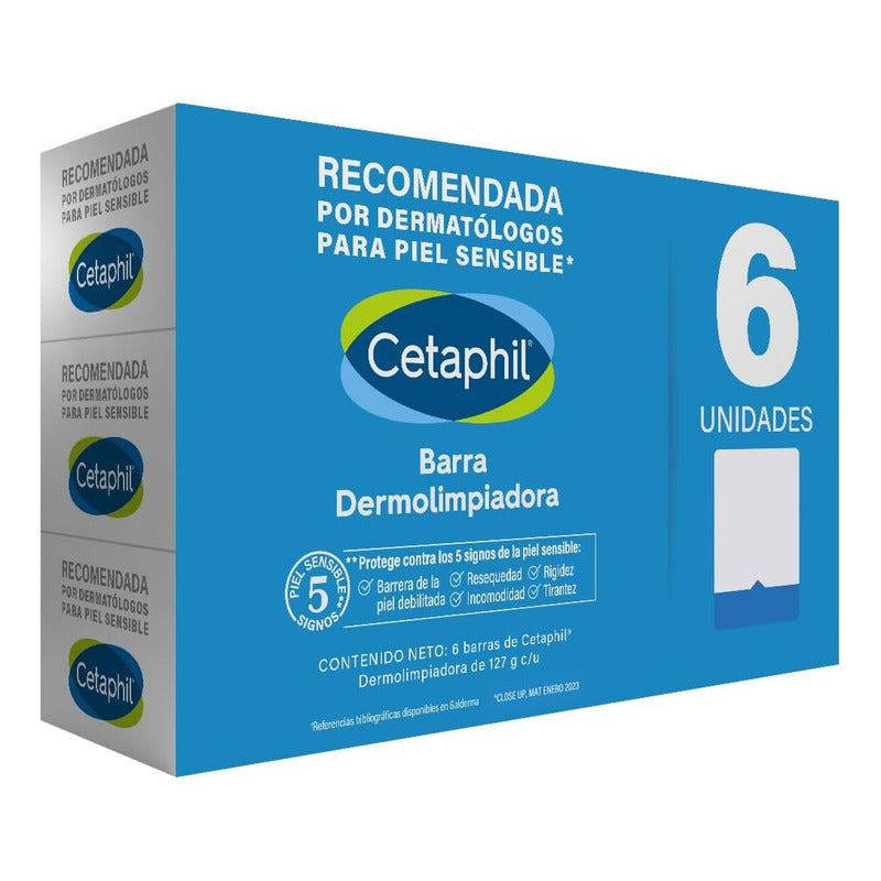 Jabon Corporal En Barra, Cetaphil, 6 Pzs De 127g C/u
