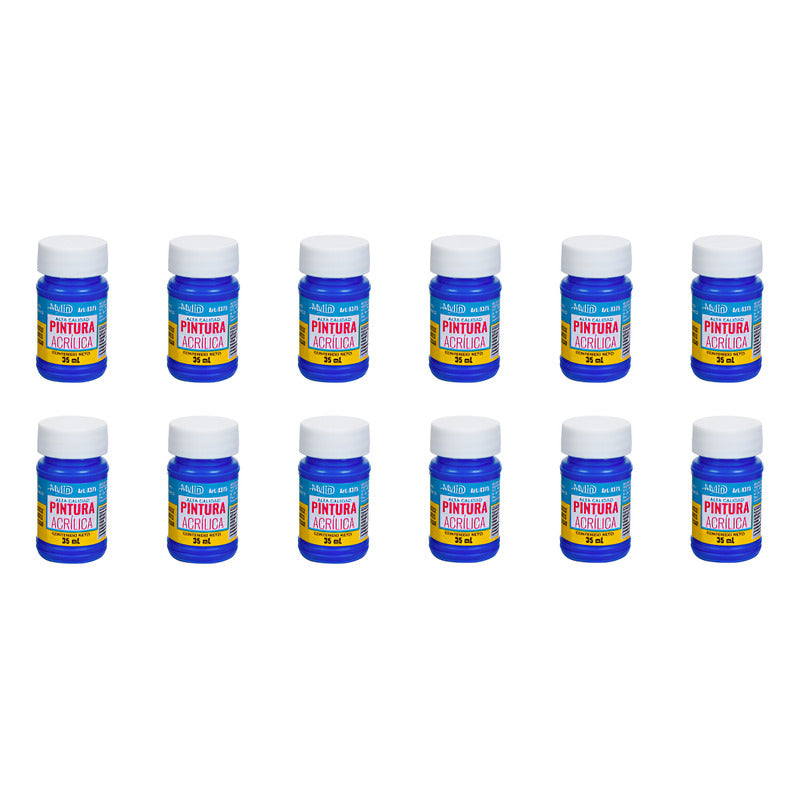 Pintura Acrílica Alta Calidad Color Azul Rey 12 Pz De 35ml Azul Rey