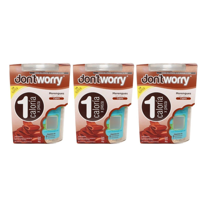 Merengues Don't Worry Light  Cajeta  3 Pz De 46 G