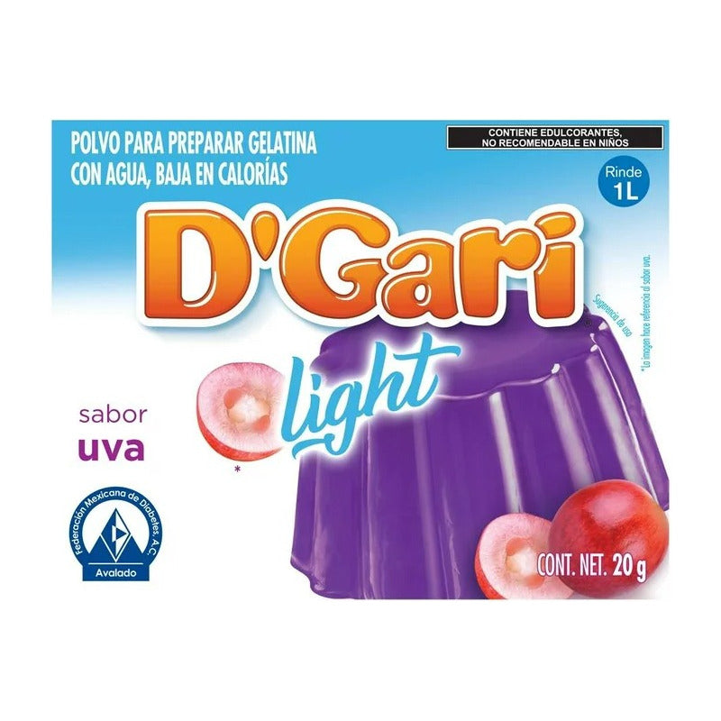 Gelatina D'gari Light Sabor Uva 20g (5 Piezas)