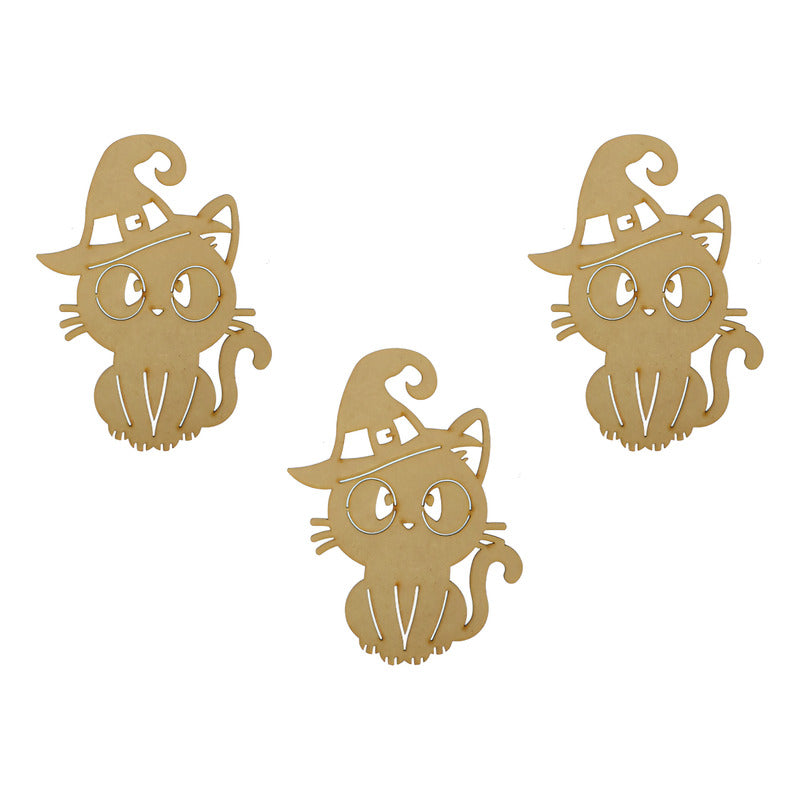 Halloween Figurita Decorativa Gato Bruja De 12cm 3pz
