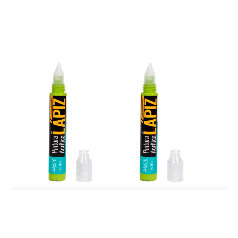 Pintura Acrílica En Lápiz Color Verde Lima 2 Piezas De 30ml Verde Lima