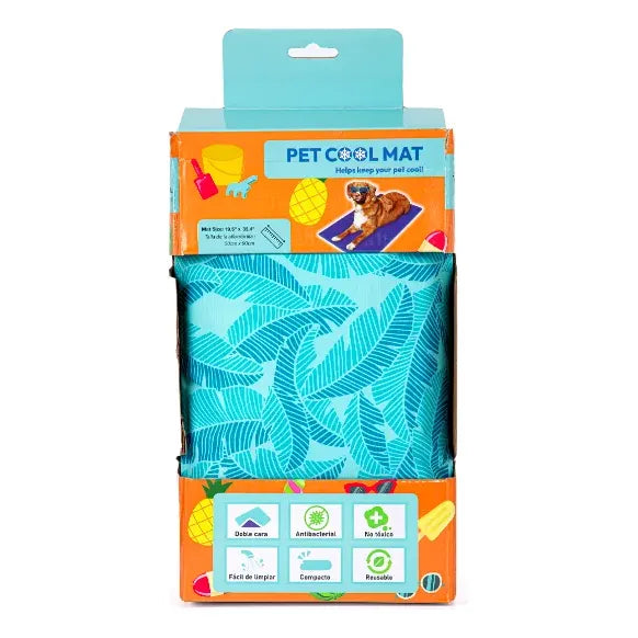 Tapete Con Gel Patrón Tropical Para Perro, Grande Turquesa