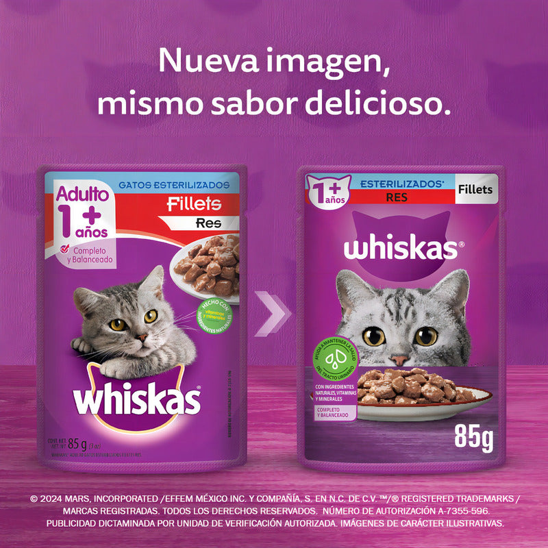 Whiskas Sobres Gato Adulto Esterilizado Res (24 Sobres)