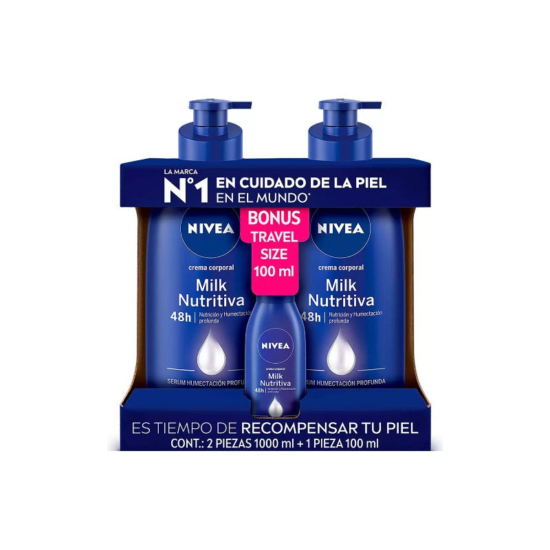 Nivea Milk Crema Corporal Nutritiva, 2/1l C/u Fragancia Neutro Neutra