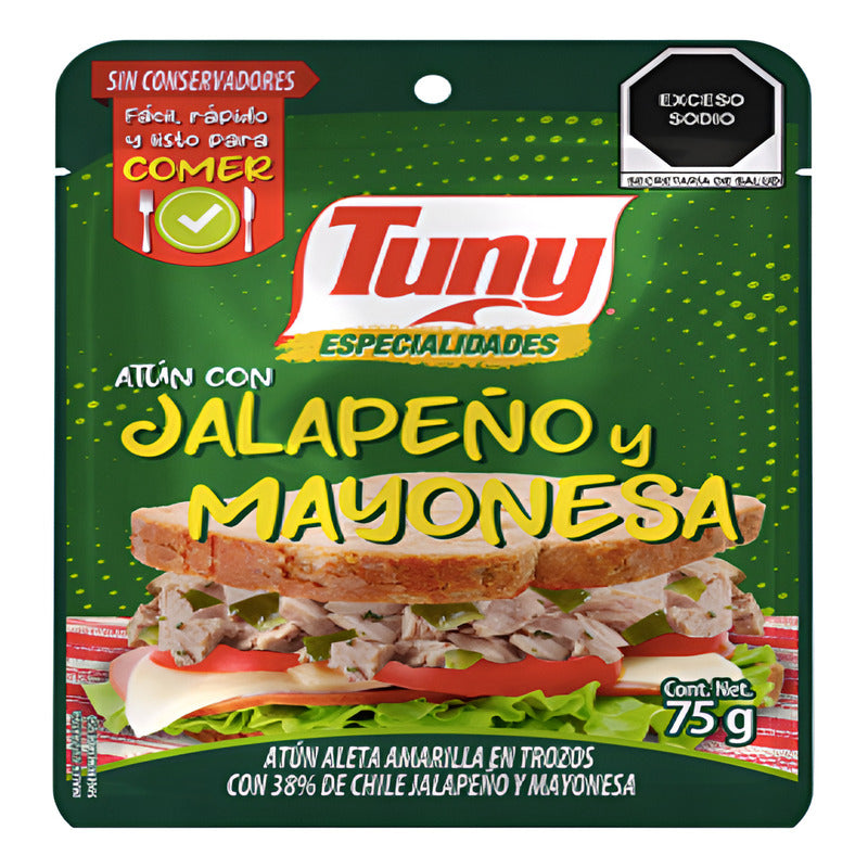 Atún Con Chile Jalapeño Y Mayonesa Tuny 12 Piezas De 75grs