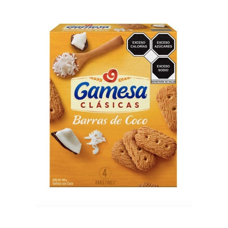 Galletas Gamesa Barras De Coco 450gr Con 4 Pzas C/u 3cajas D