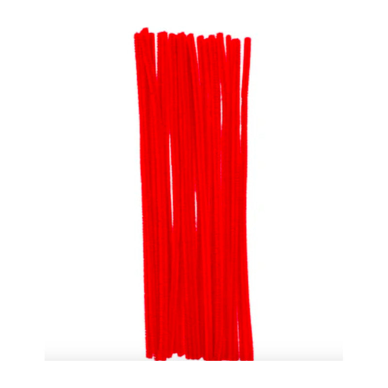 Limpia Pipas Chenille Terciopelo Color Rojo De 30cm 100pz