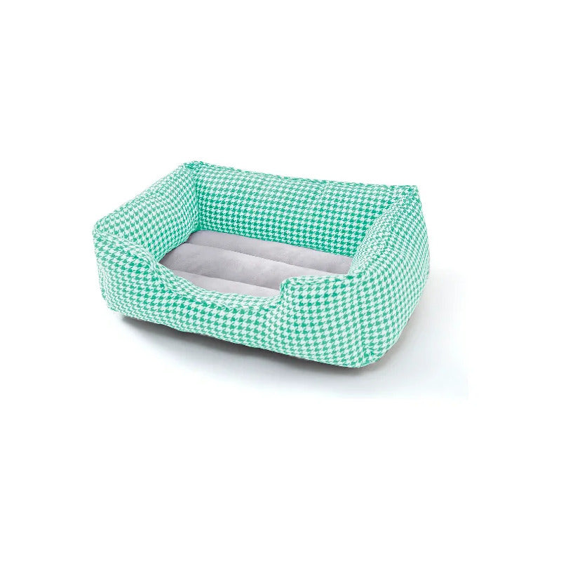Cama Rectangular Pata De Gallo Verde Para Perro, Mediano Verde Rectangular