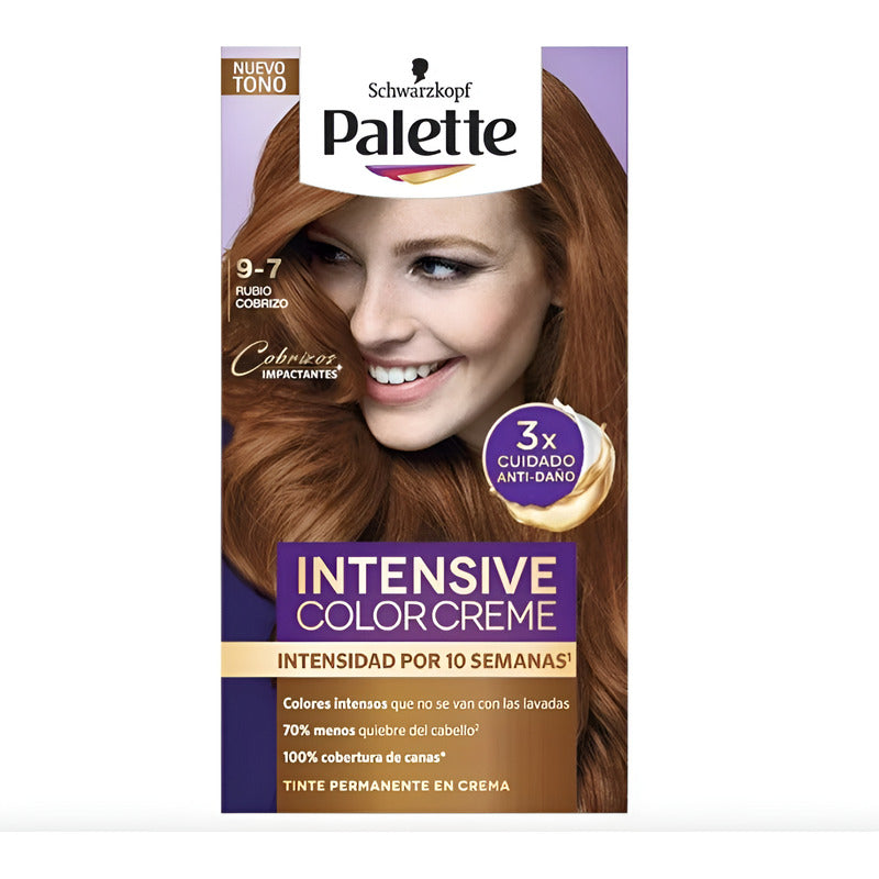 Tinte Para Cabello Palette 9-7 Rubio Cobrizo 4 Pzas De 50ml Rubio Cobrizo 9-7