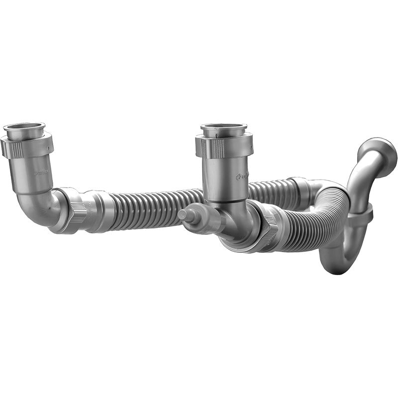 Trampa Céspol Flexible Para Fregadero De Dos Tarjas Coflex Tf-110 Gris