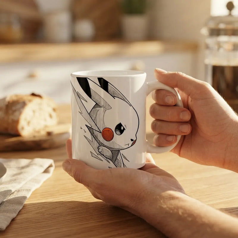 Taza De Cerámica Pikachu Pokémon Sketch 11 Oz Blanco Picachu