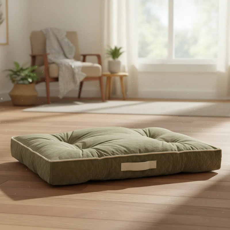 Cama Extendida Y Suave Diseño Geométrico Para Perro, Grande Verde