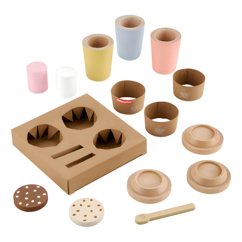 Juguete Bebé Fisher Price Set Mi Primer Capuchino D Madera Color Beige
