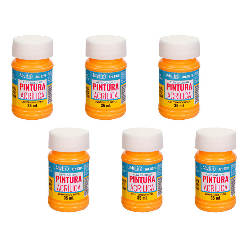 Pintura Acrílica Alta Calidad Color Melocoton 6 Pz De 35ml Melocoton
