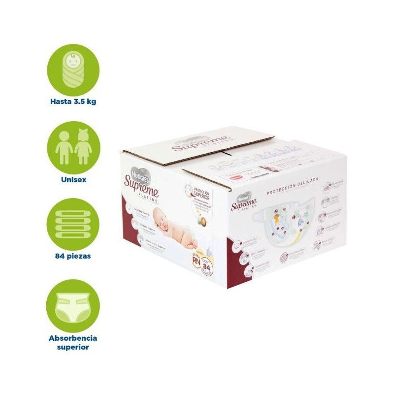 Pañales Recién Nacido Huggies Supreme Platino 84 Pzas Rn Sin Género