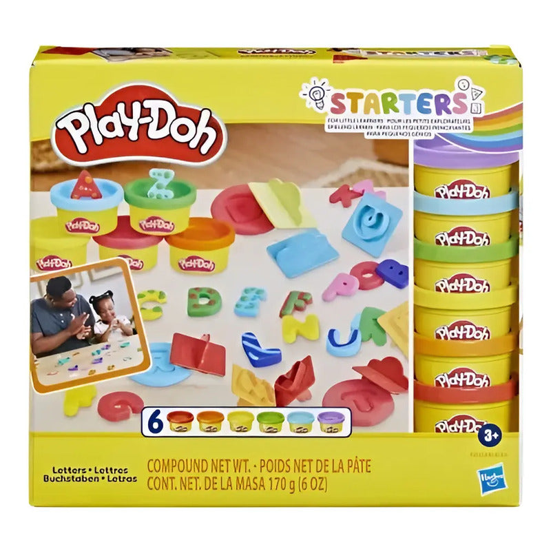 Set De Masas Hasbro Play-doh E8532 Fundamentals Letras Con 26 Sellos Y 6 Latas Multicolor