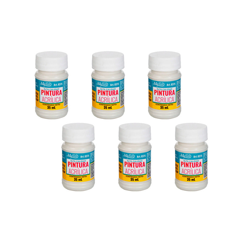 Pintura Acrílica Alta Calidad Color Gris Perla 6 Pz De 35ml Gris Perla