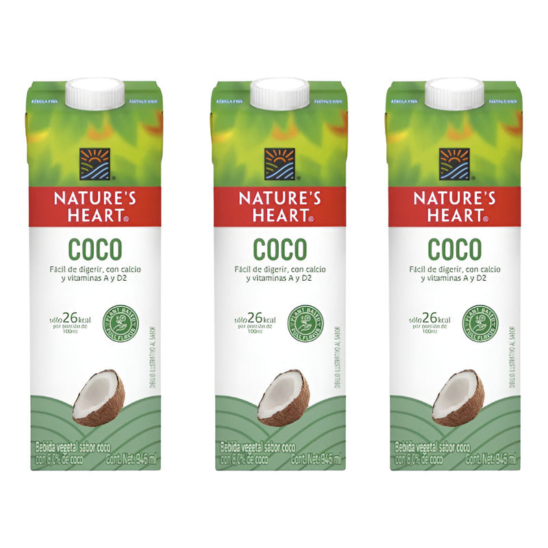 Bebida Vegetal Nature's Heart Sabor Coco 3 Piezas De 946ml