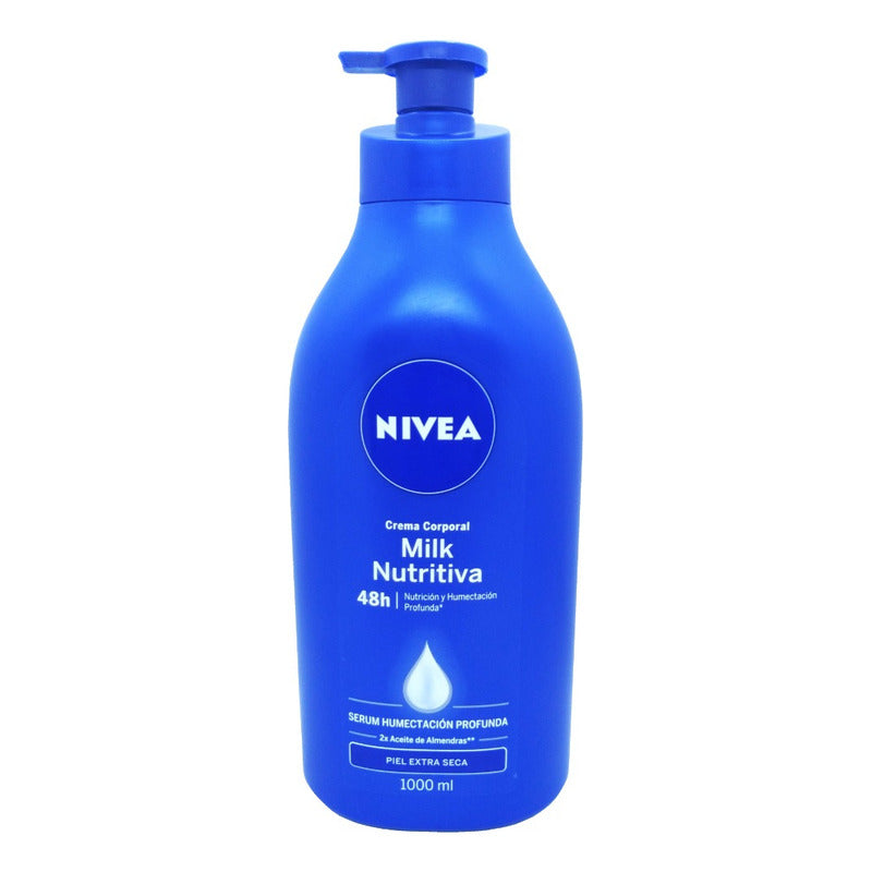Nivea Milk Nutritiva Crema Corporal 1 L Nutrición Para Piel Extra Seca