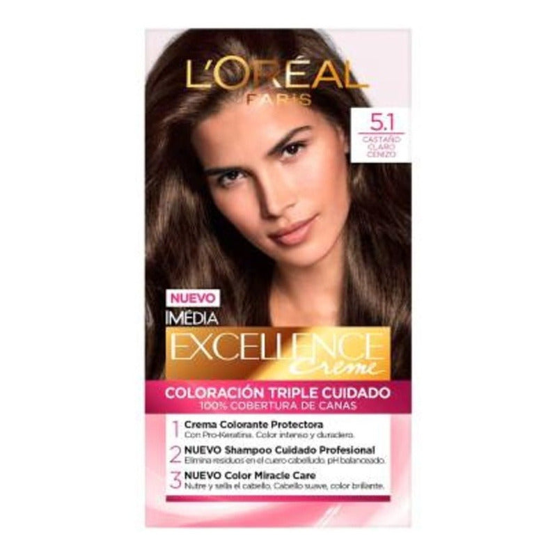 5 Pz Tinte Para Cabello L'oréal Paris Imédia Excel Creme 5.1 5.1