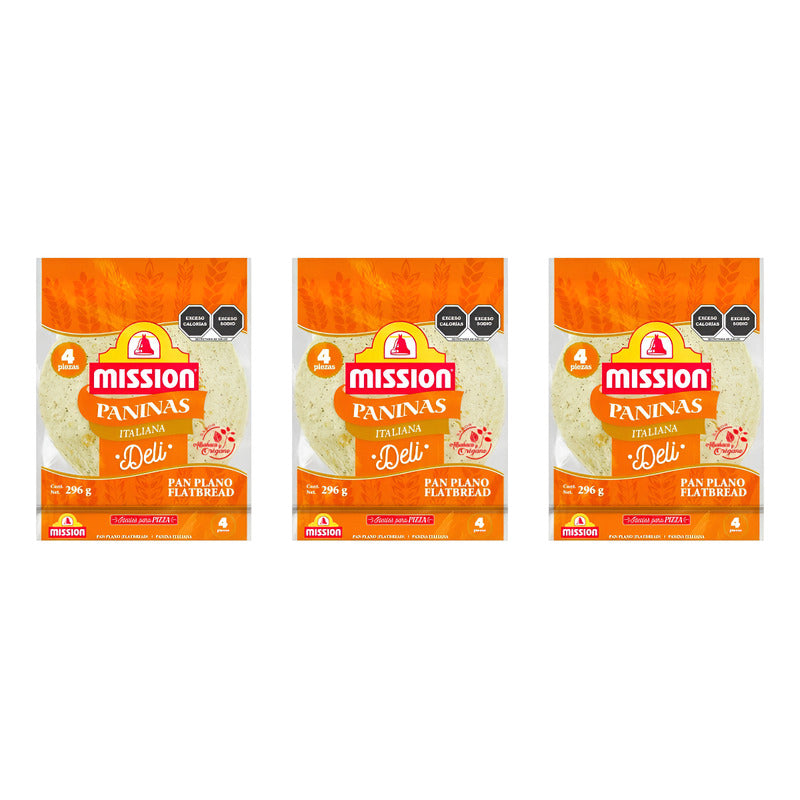 Pan Plano Paninas Italiana Deli Mission 3 Piezas De 296gr