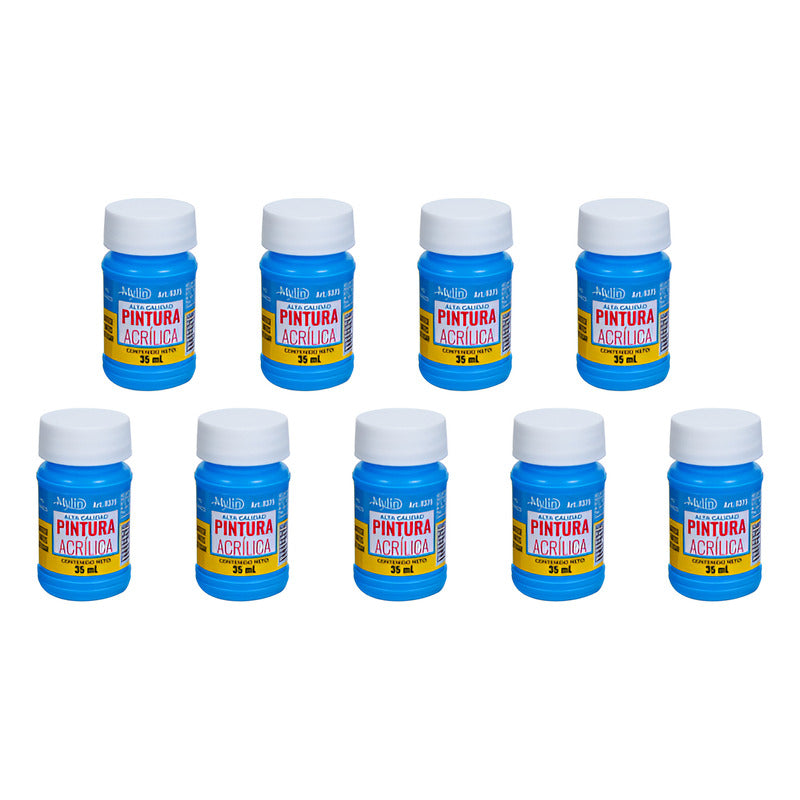 Pintura Acrílica Alta Calidad Color Azul Pacifico 9pz D 35ml Azul Pacífico