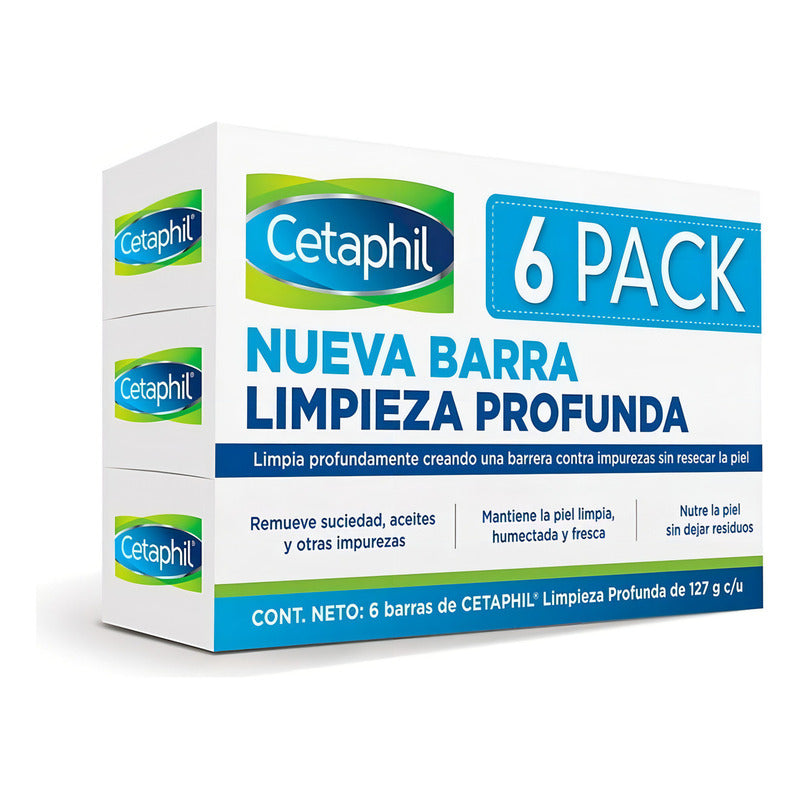 Jabon Corporal En Barra, Cetaphil, 6 Pzs De 127g C/u