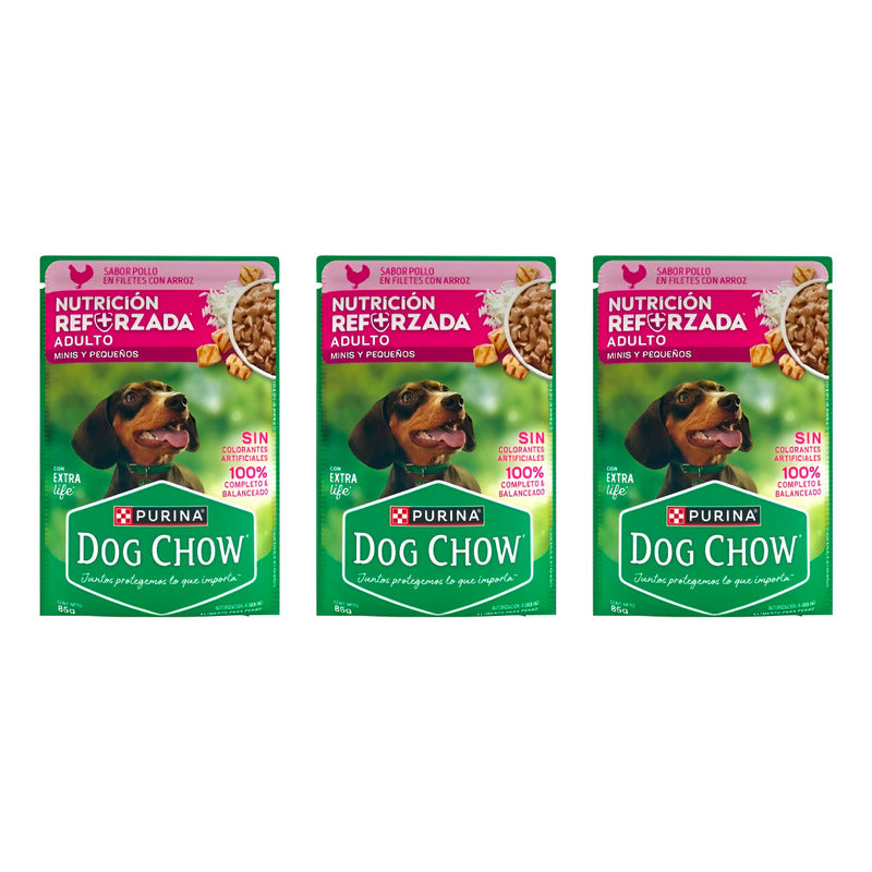 Alimento Para Perro Dog Chow Mini Pequeños Pollo 3pz De 85g