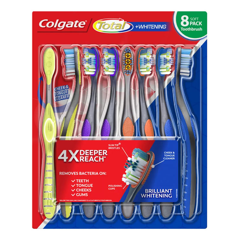 Cepillos De Dientes Colgate Total Whitening (8 Piezas) Azul