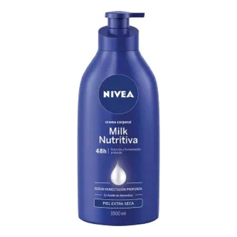 Nivea Milk Nutritiva Crema Corporal 1 L Nutrición Para Piel Extra Seca