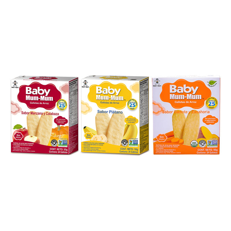 Galletas De Arroz Baby Mum Mum Sabores Surtido (3piezas) Multisabor