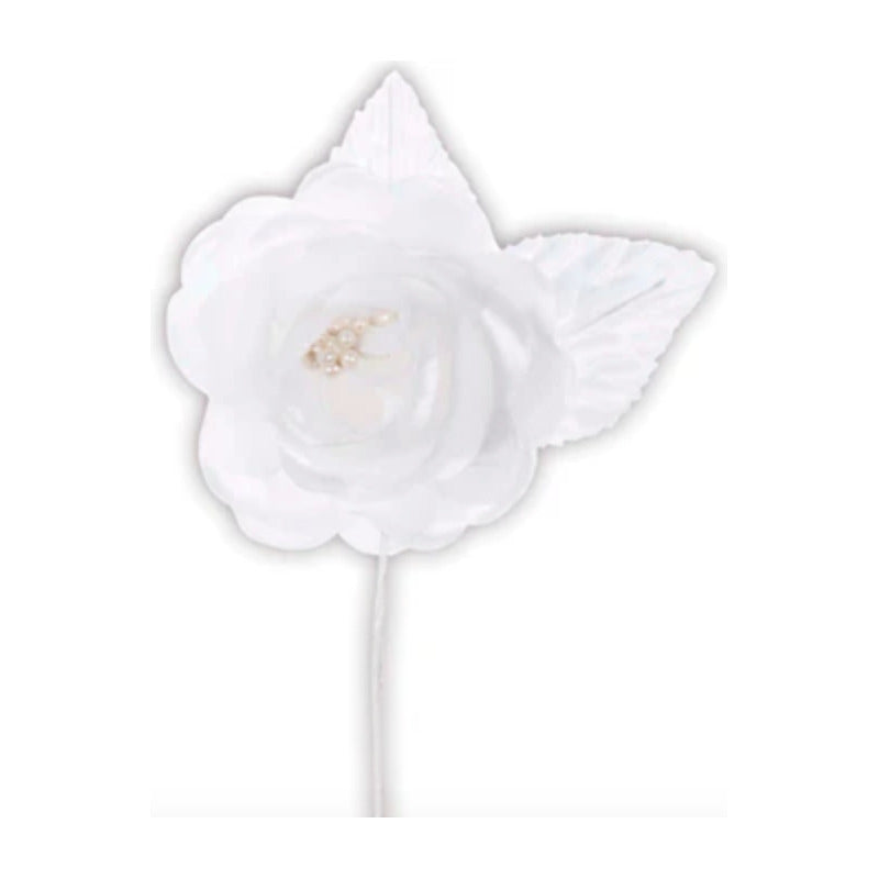 Flor Artificial Rosa Color Blanco De 5.5cm 12 Piezas Blanco