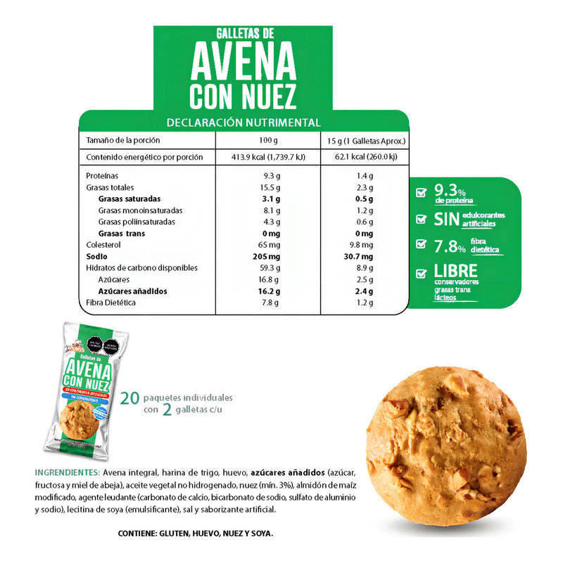 Galletas Taifeld's De Avena Y Nuez 600g Sin Conservadores Kosher