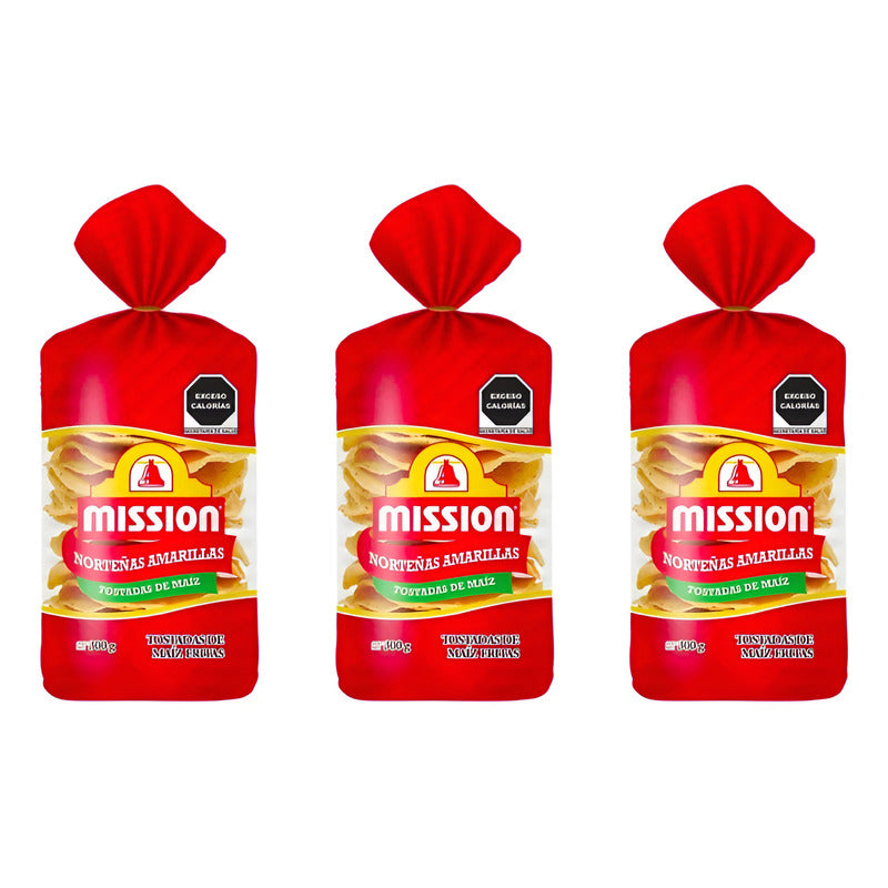Tostadas De Maiz Mission Norteñas Amarillas 3 Pzas De 300gr