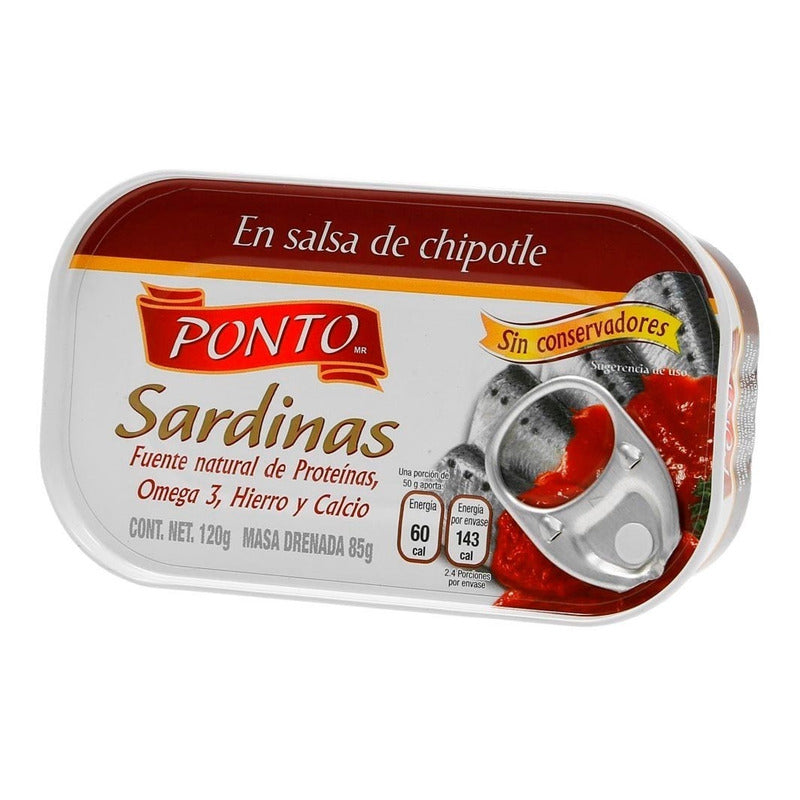 Sardina En Salsa De Chipotle Ponto Lata 120 Gr 5 Pack Ipg