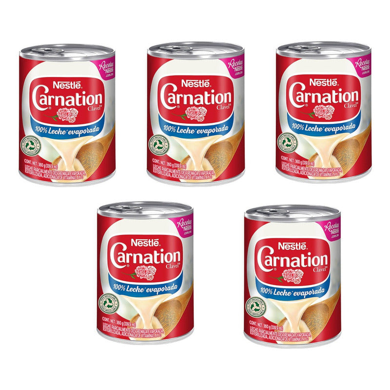 Leche Evaporada Nestlé Carnation Clavel 360 G (5 Piezas)
