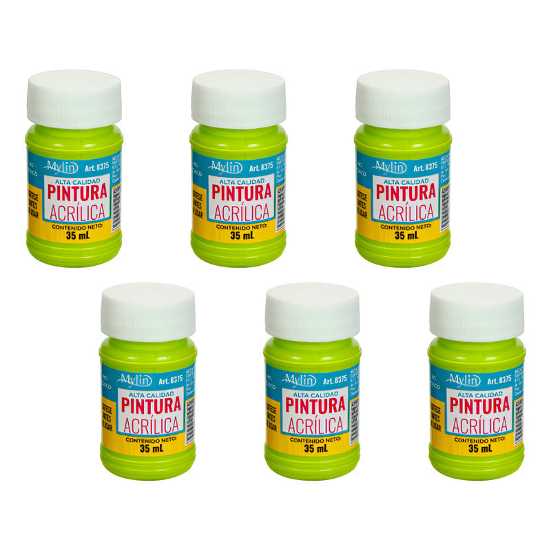Pintura Acrílica Alta Calidad Color Limón Claro 6 Pz De 35ml Limon Claro