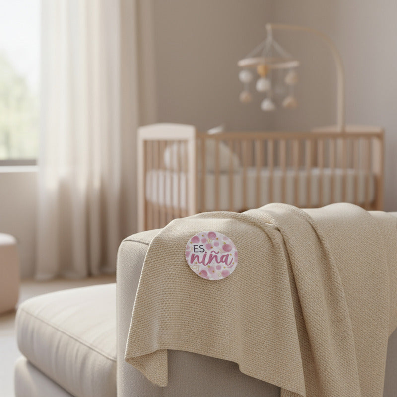 Etiqueta Rosa Para Baby Shower Es Niña De 4.5x4.5cm 12 Pz Rosa