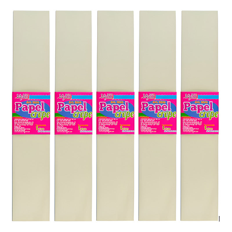 Papel Crepe Color Marfil De 50cm X 2m  5 Pliegos Marfil Papel Crepe