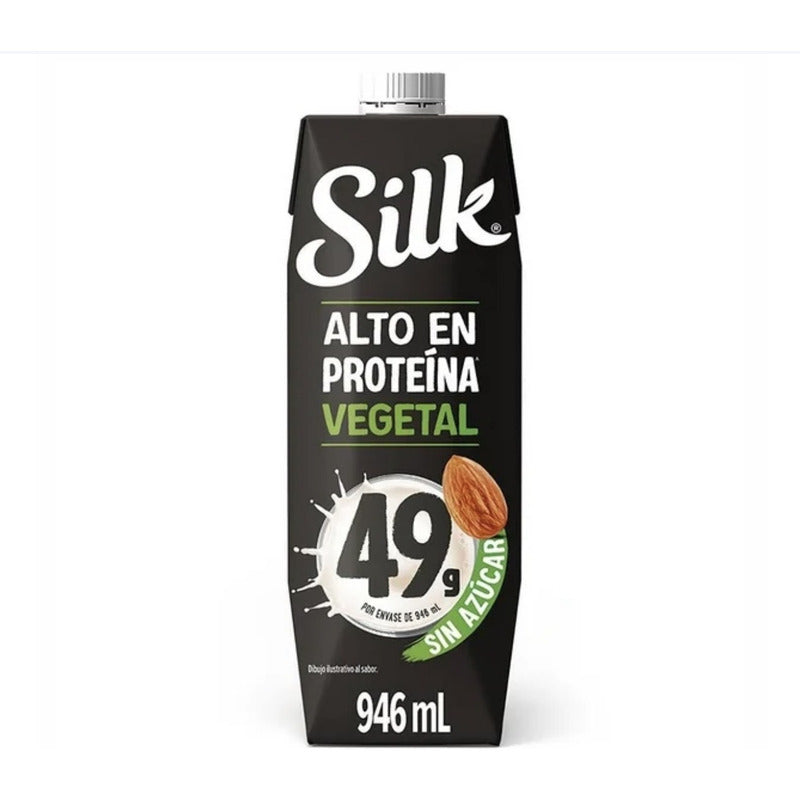 Silk Almendra Sin Azúcar Alta Proteína 946ml C/u (6piezas)