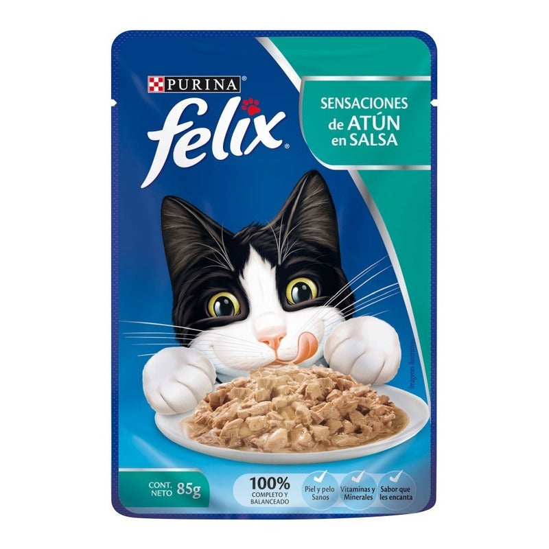 Alimento Felix Sensaciones Para Gato Adulto Sabor Atún De 85 G