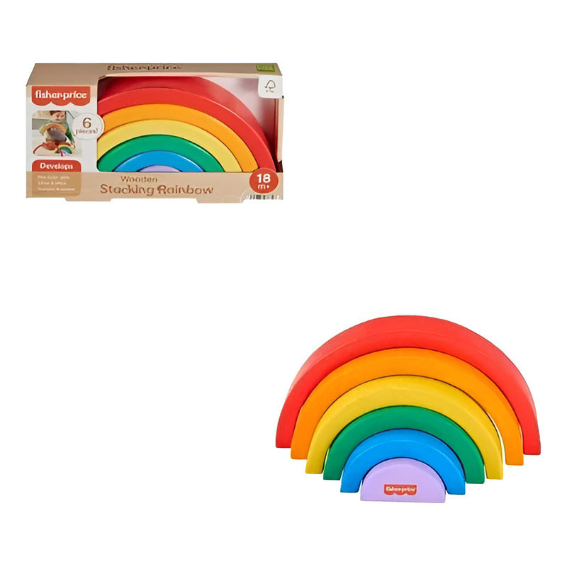 Fisher Price Arcoiris Apilable De Madera Lila Azul Verde Amarillo Anaranjado Rojo