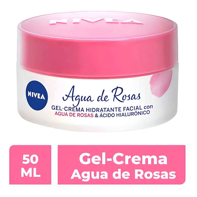 Gel Crema Facial Nivea Agua Rosas Con Ácido Hialurónico 50ml Todo Tipo De Piel