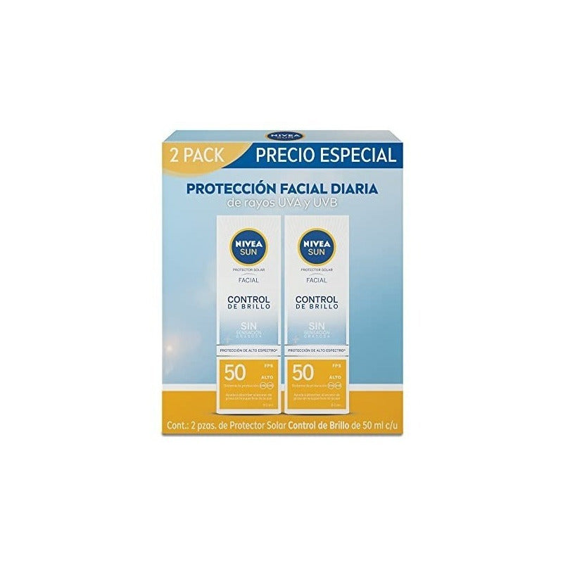 Protector Solar Nivea Sun Brillo Efecto Mate Fps50+ 2 C 50ml
