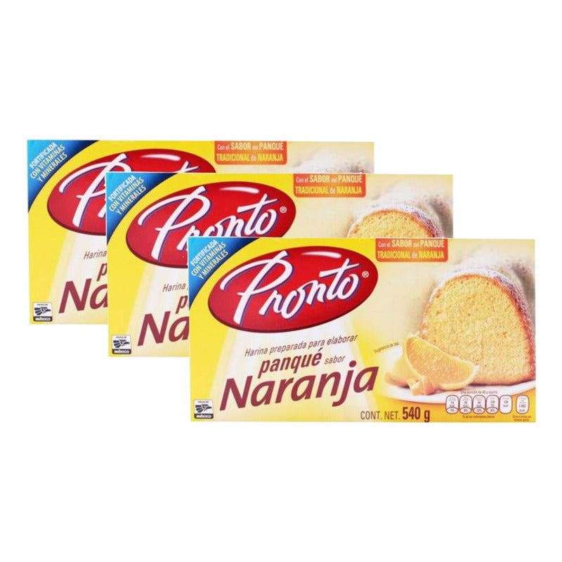 Harina Para Pastel De Naranja Pronto 540g (3piezas)