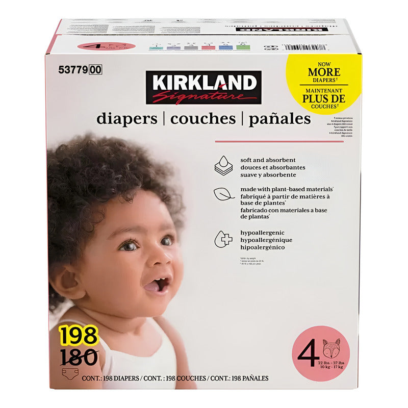 Pañales Unisex Etapa 4, Kirkland Signature, 198 Piezas Etapa 4 Sin Género