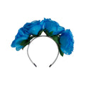 Diadema De Flores Color Azul De 20cm 1 Pieza Azul