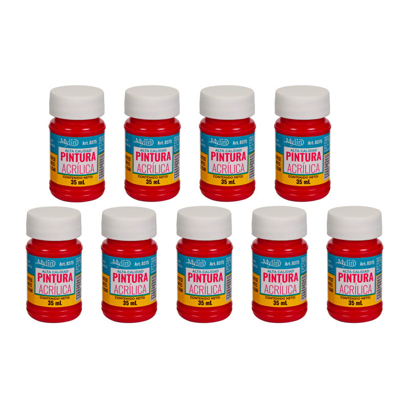 Pintura Acrílica Alta Calidad Color Vino Rojizo 9 Pz De 35ml Vino Rojizo