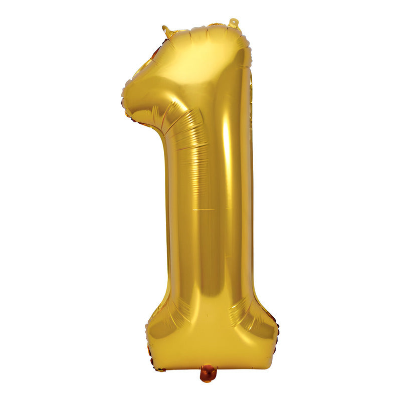 Globo Jumbo Número 1 Color Dorado De 1.07m 1 Pieza Dorado